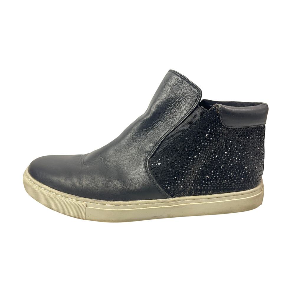 Kenneth Cole Kalvin Black Leather Beaded Slip On High Top Sneakers Shoes Size 10